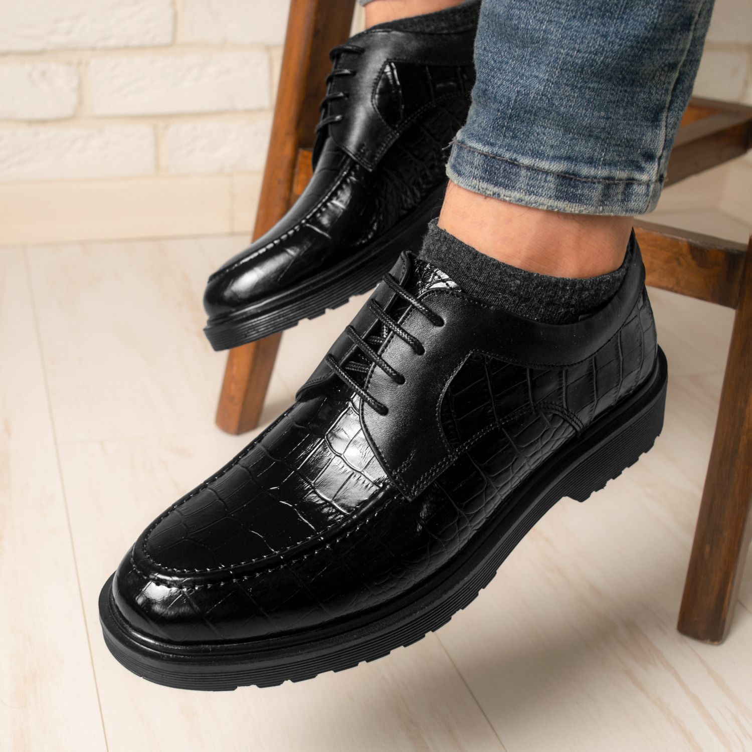 کفش مردانه چرم عطارد مدل چرم طبیعی کد SH28 -  - 13