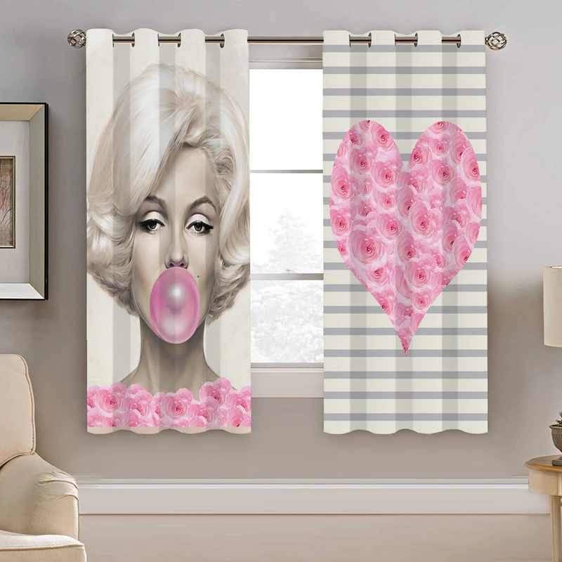 پرده نیروانا طرح چهره صورتی مدل هازان کد 8895 سایز 140×200 سانتی متر