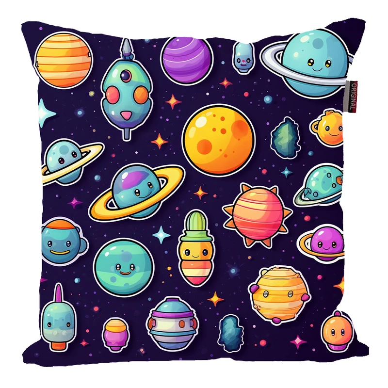 کوسن پاد آفرین مدل فضانورد سیاره منظومه شمسی موشک آدم فضایی کد PK301498 سایز 30*30 سانتی متر