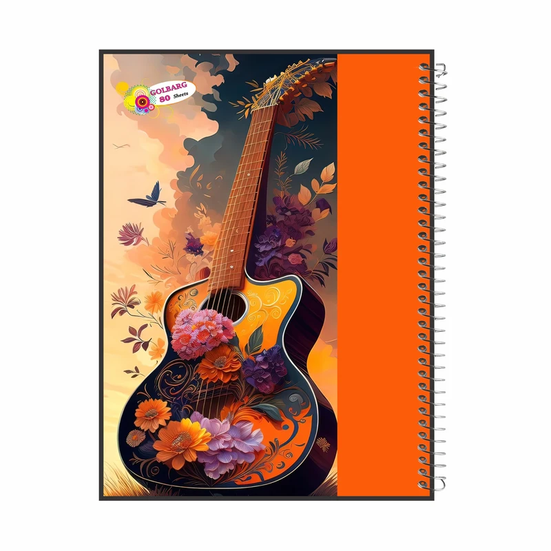 دفتر مشق 80 برگ گلبرگ مدل گیتار کد 3075