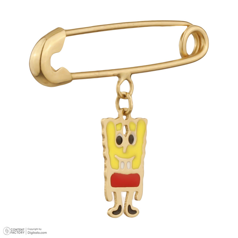 سنجاق سینه طلا 18 عیار بچگانه درگونه مدل باب اسفنجی