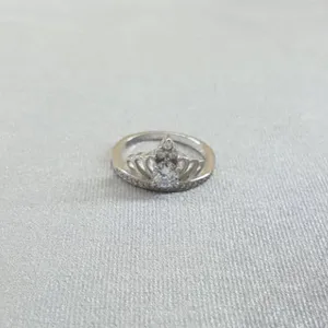 انگشتر نقره زنانه مدل تاج تک نگین کد 66321