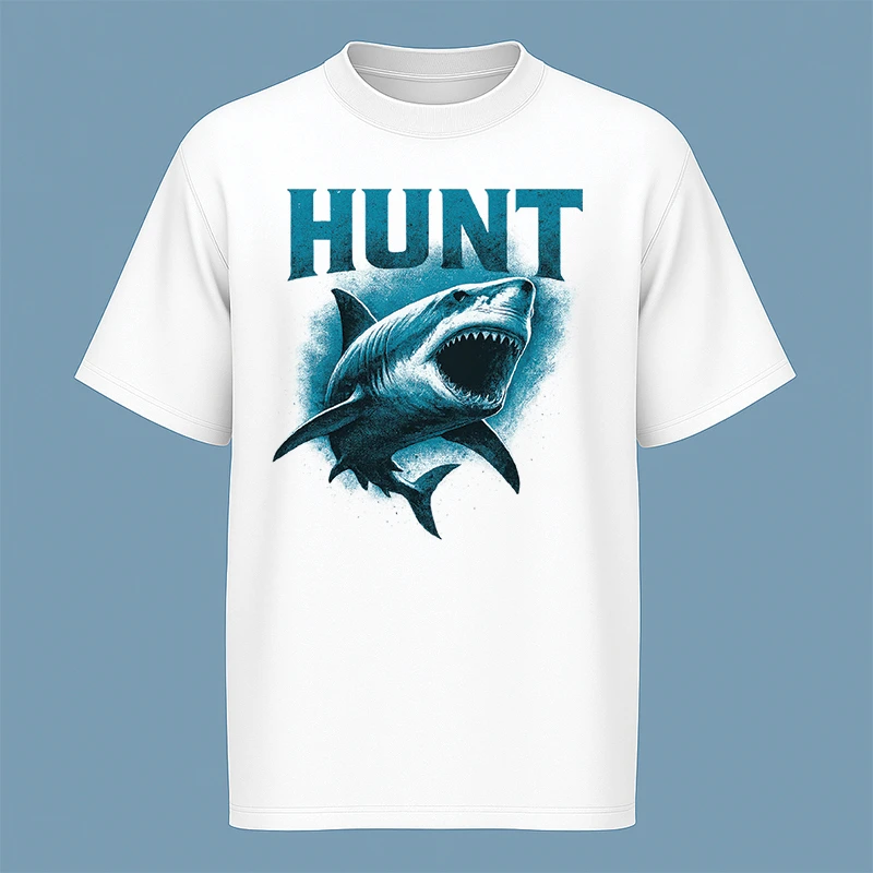 تی‌شرت آستین کوتاه مردانه مدل وینتیج شکار کوسه کد c80