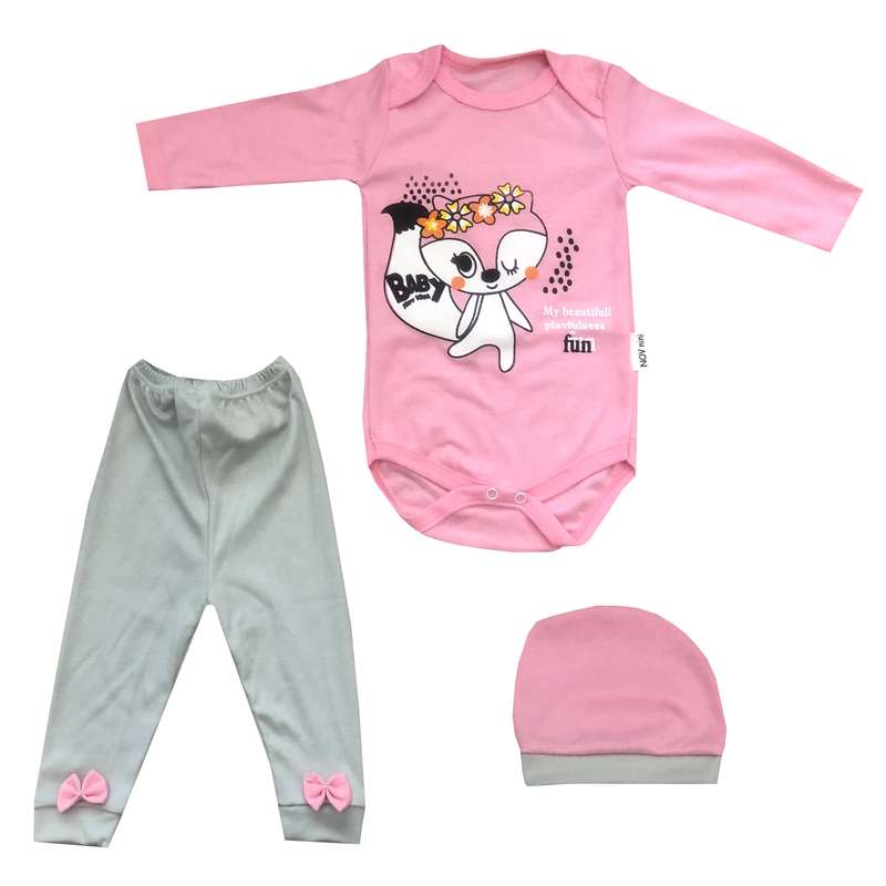 ست 3 تکه لباس نوزادی مدل روباه 