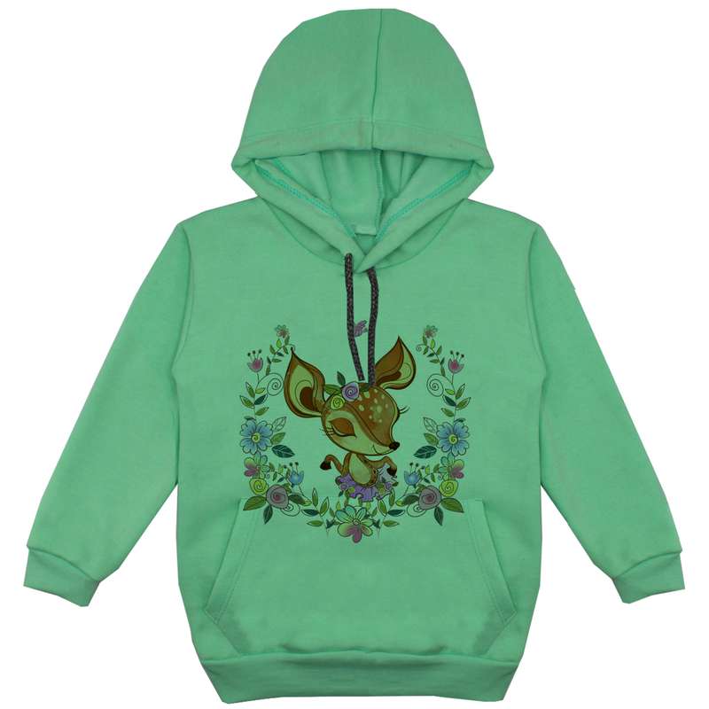 هودی دخترانه مدل آهو F61 رنگ سبز 