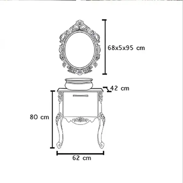 ست کابینت و روشویی الین مدل کارن به همراه آینه