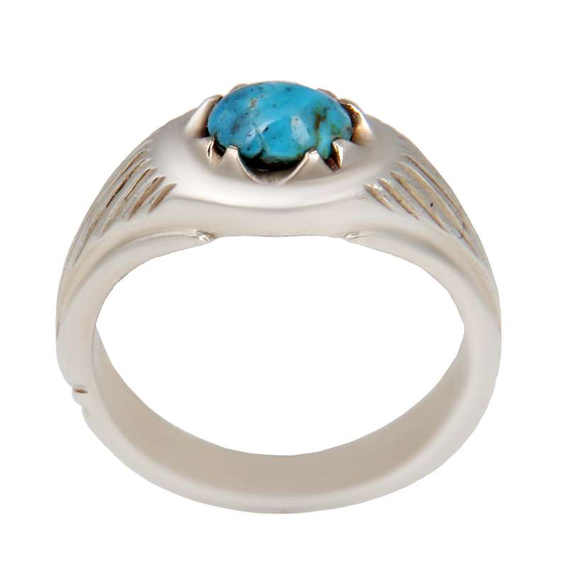 انگشتر نقره مردانه بازرگانی میلادی مدل سنگ فیروزه کد AM_2311