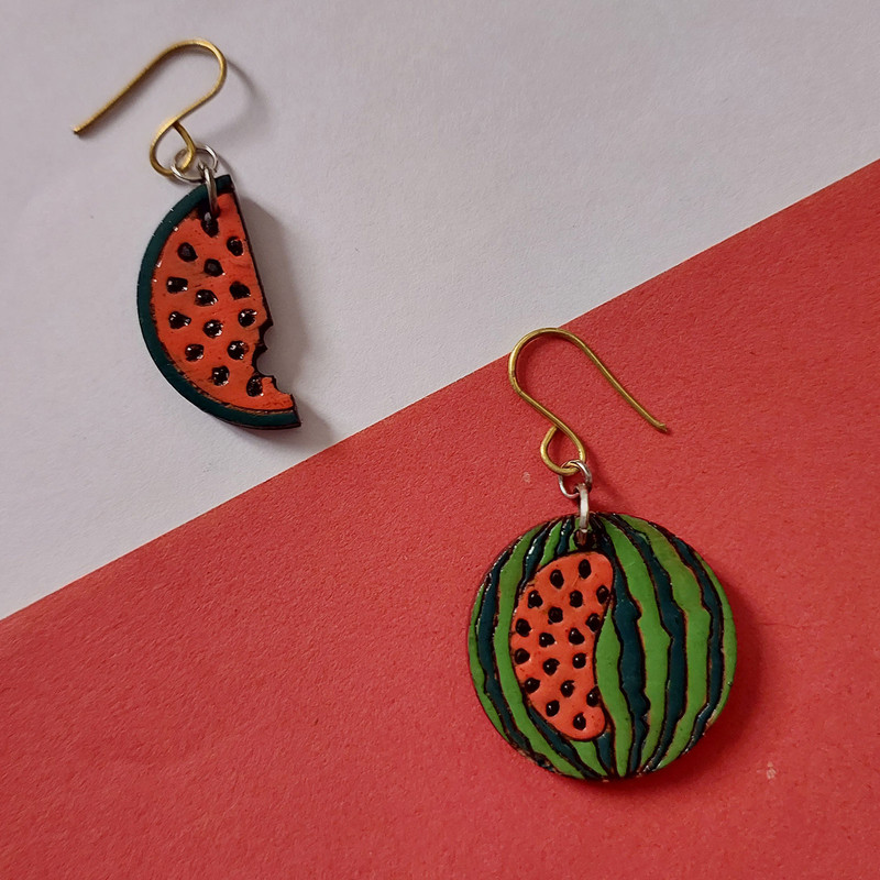 گوشواره زنانه مدل تابه تا طرح هندوانه یلدا کد EP009 گوشواره زنانه مدل تابه تا طرح هندوانه یلدا کد EP009