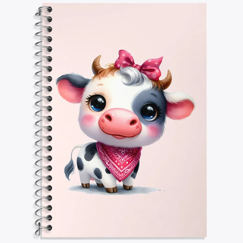 دفتر زبان 50 برگ خندالو مدل دو خط طرح گاو بامزه کد N5553