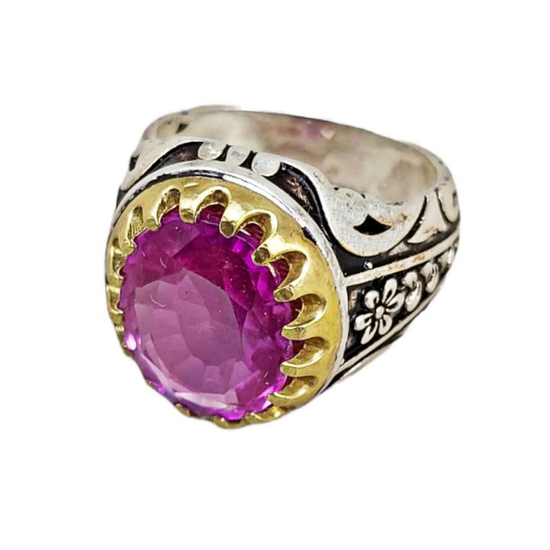 انگشتر نقره مردانه مدل یاقوت