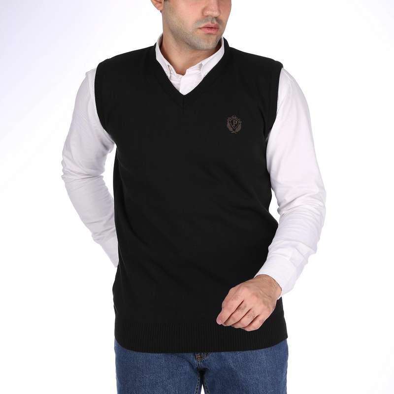ژیله مردانه تریکو پاییزان مدل J700 رنگ مشکی