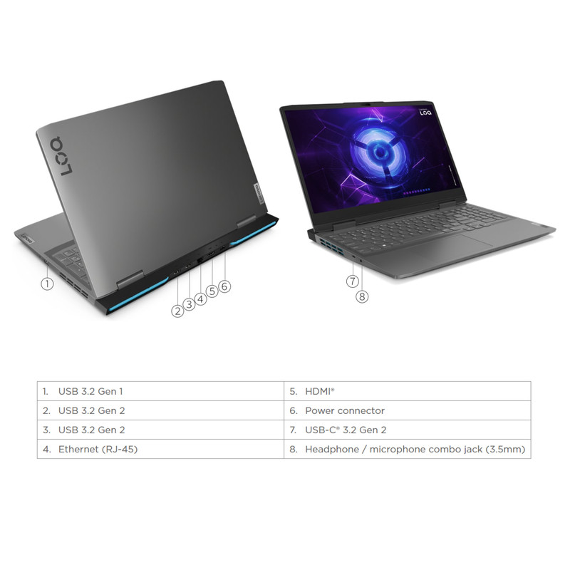 لپ تاپ 15.6 اینچی لنوو مدل LOQ 15IRH8-i5 12450H-16GB DDR5-1TB SSD-RTX4060-FHD - کاستوم شده