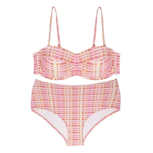 مایو زنانه مدل چهارخانه کد CH-111