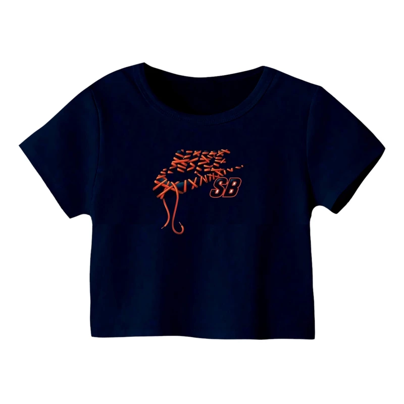 کراپ‌ تی‌شرت آستین کوتاه زنانه مدل لوگو کد 8