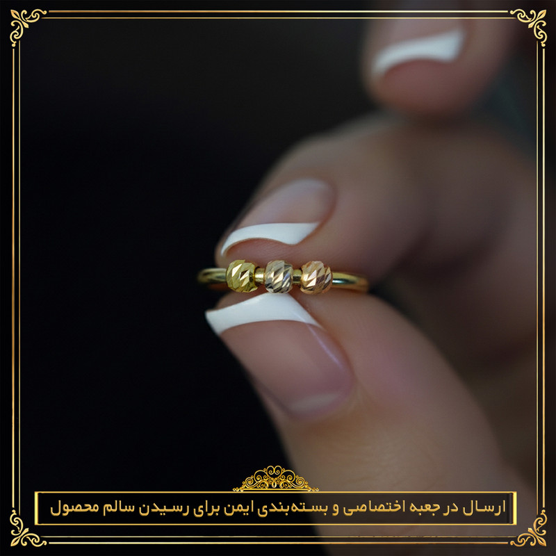 گوشواره حلقه‌ای طلا 18 عیار زنانه طلای معتمدی مدل سه گوی - 7