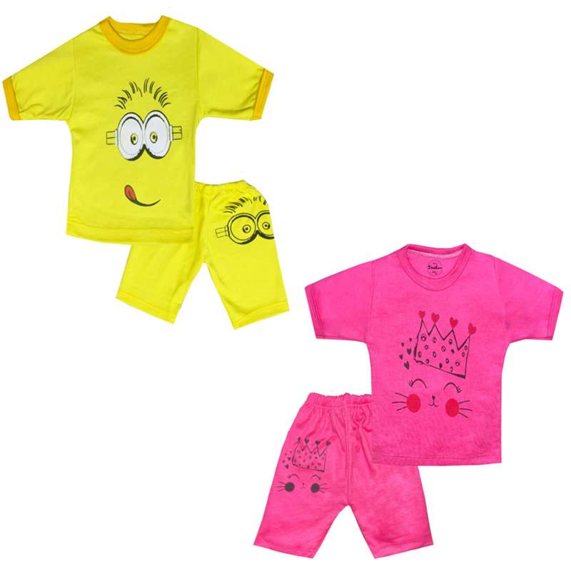 ست تیشرت و شلوارک نوزادی تروسکان مدل sr2 مجموعه 2 عددی