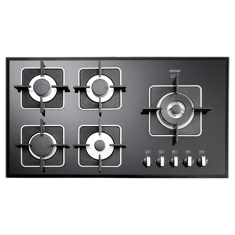 اجاق گاز صفحه‌ای پنج شعله استیل البرز مدل G-5909