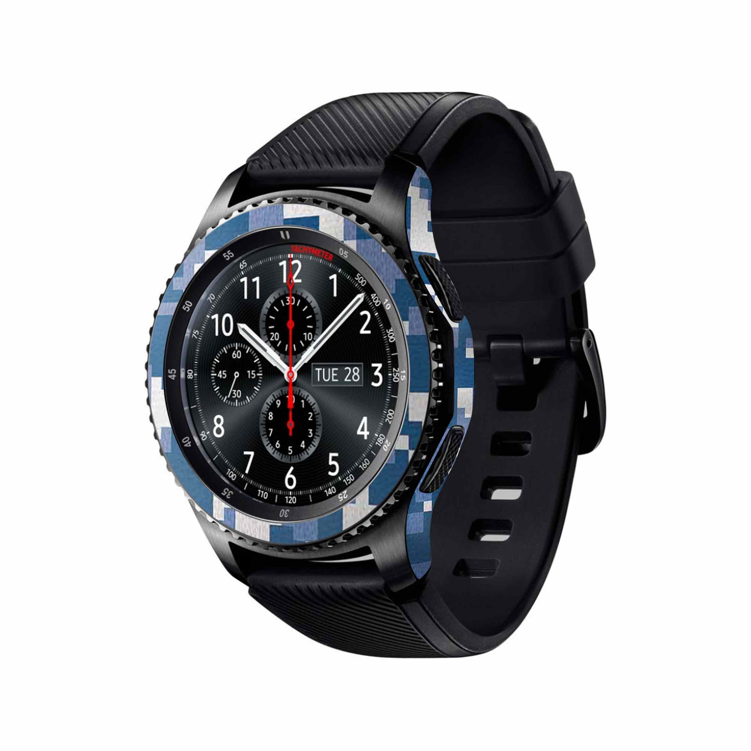 برچسب ماهوت طرح Army-Winter-Pixel مناسب برای ساعت هوشمند سامسونگ Galaxy Gear S3 Frontier