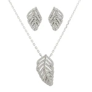 نیم ست نقره زنانه مدل برگ کد M3025