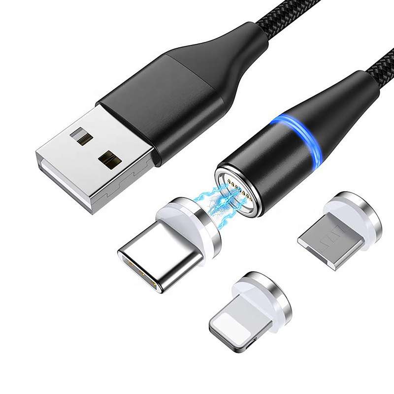 کابل تبدیل مغناطیسی USB به MicroUSB / USB-C / لایتنینگ مدل A101 طول 1 متر