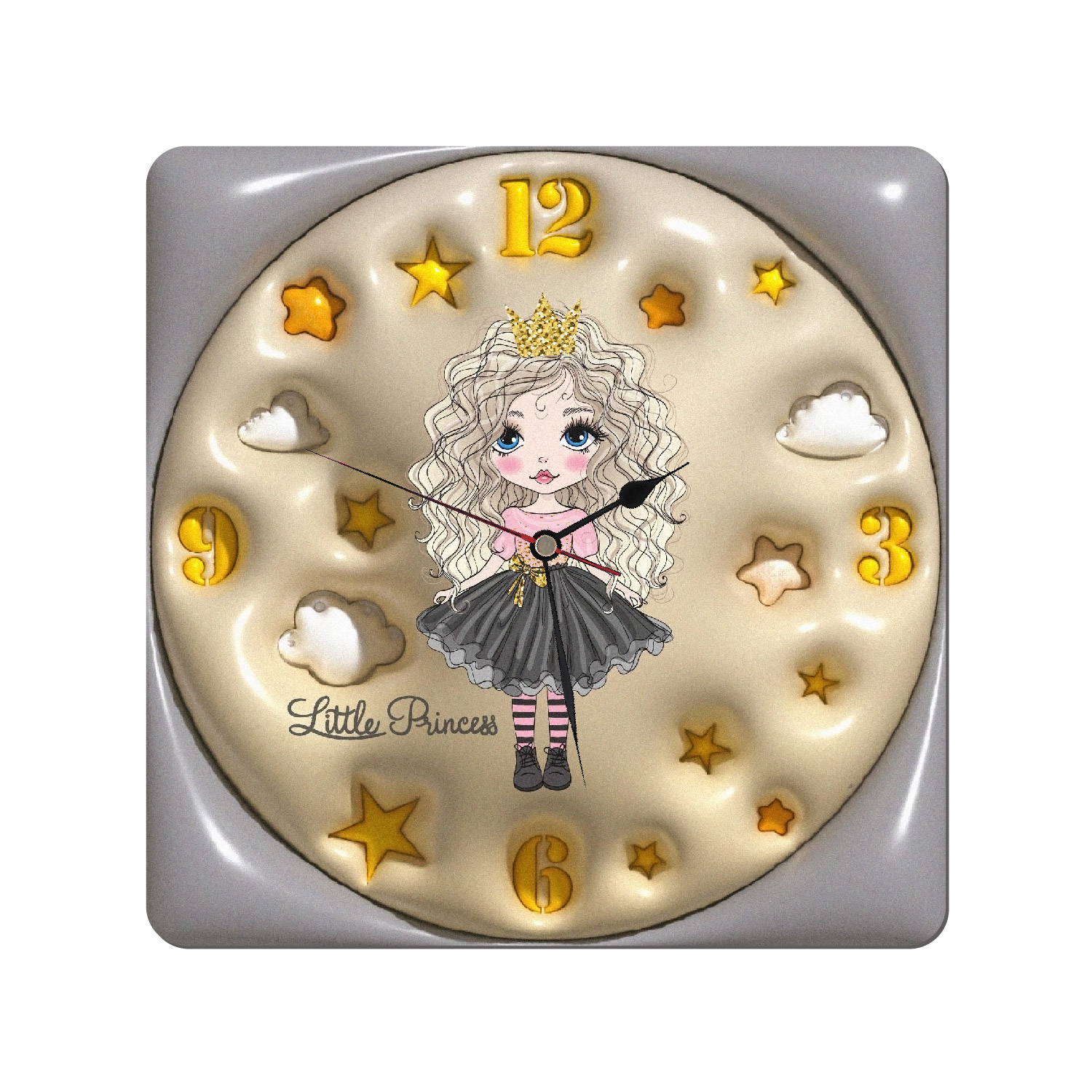 ساعت دیواری کودک طرح دختر موفرفری مدل LBR-CL-006