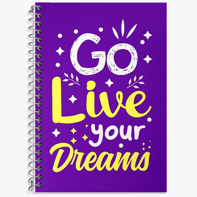 دفتر زبان 50 برگ خندالو مدل سه خط طرح Go Live Your Dreams کد F1500