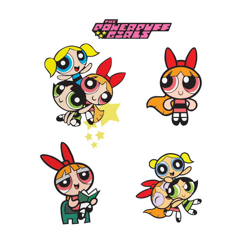 استیکر تزئینی موبایل و تبلت باروچین مدل power-puff girls کد 6001 مجموعه 5 عددی