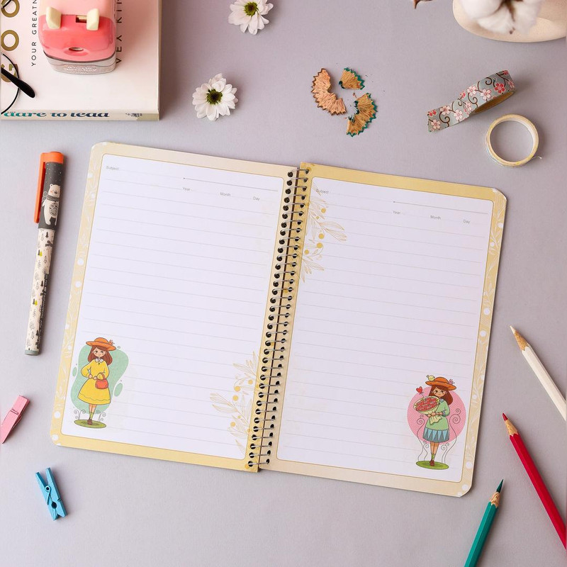 دفتر مشق 50 برگ دایان مدل حاشیه دار طرح امیلی کد 08