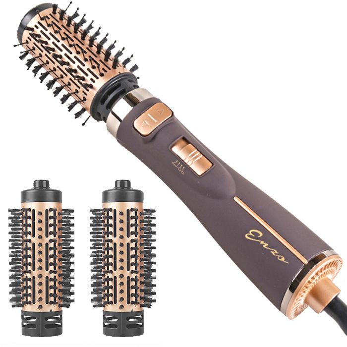 سشوار برس‌دار چرخشی حرفه‌ای انزو مدل EN-743، موتور DC با توان مصرفی 1500 وات، دارای قابلیت تعویض سری، باد سرد، با حالت صاف‌کننده و حجم‌دهنده، وزن 700 گرم، تنظیم حرارت 2 حالته و کنترل سرعت 2 حالته، به همراه 2 سری برس‌دار -  - 2