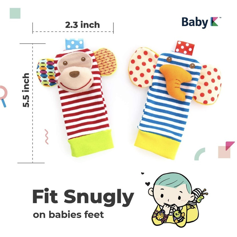 جغجغه اس کی کی بیبی مدل جورابی  طرح میمون و فیل مجموعه 2 عددی