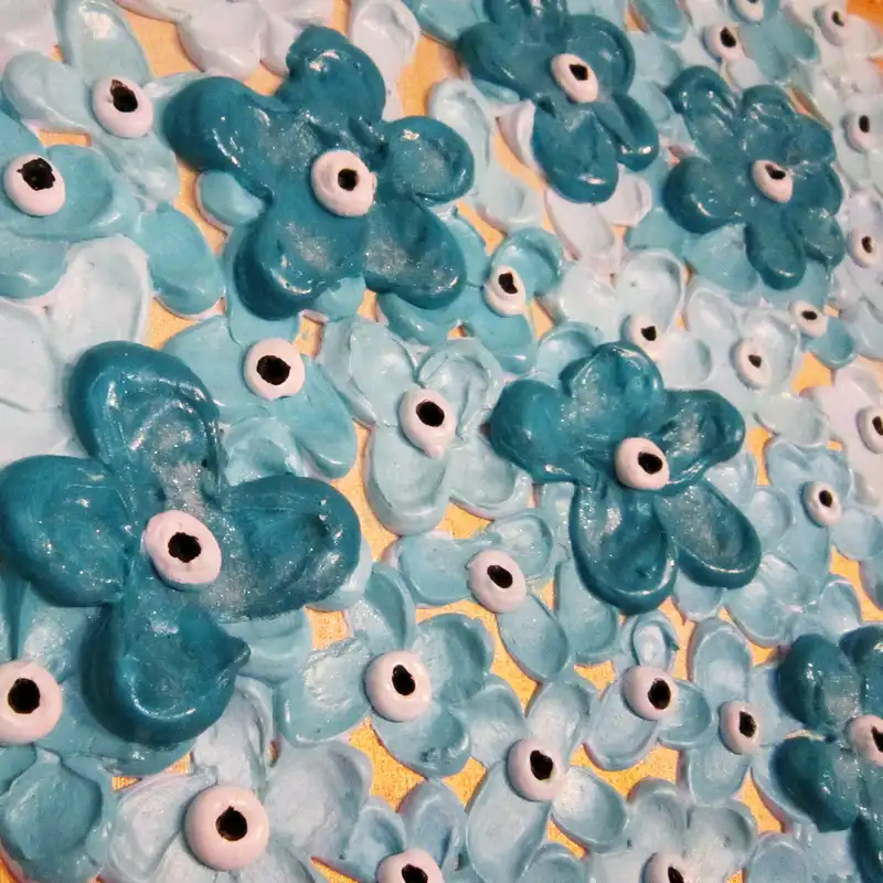 تابلو نقاشی میکس مدیا طرح مینای فیروزه ای برجسته کد 135