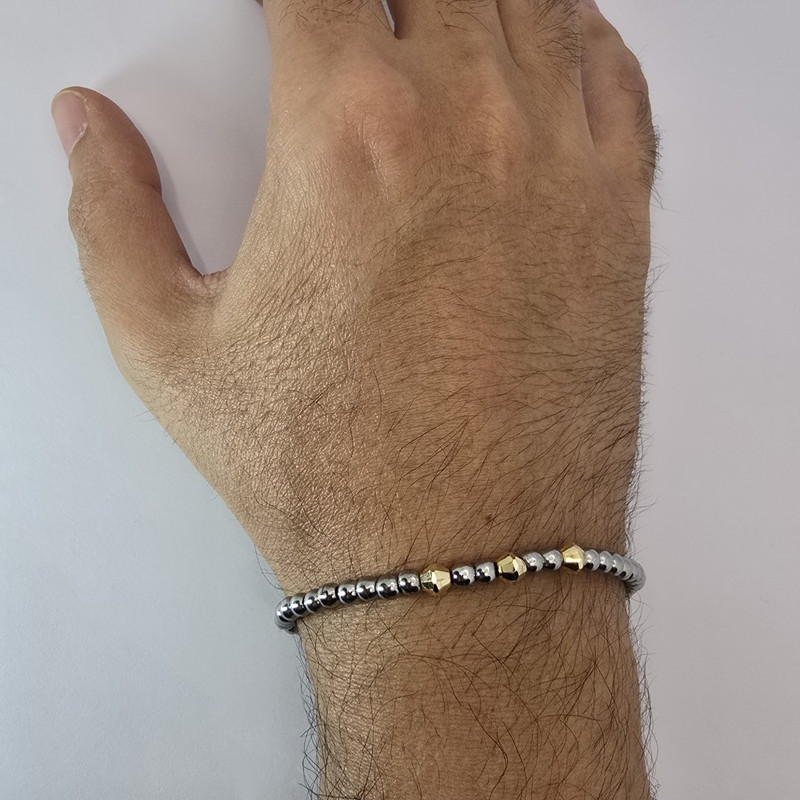 دستبند طلا 18 عیار مردانه درگونه مدل حدید کد HS3M