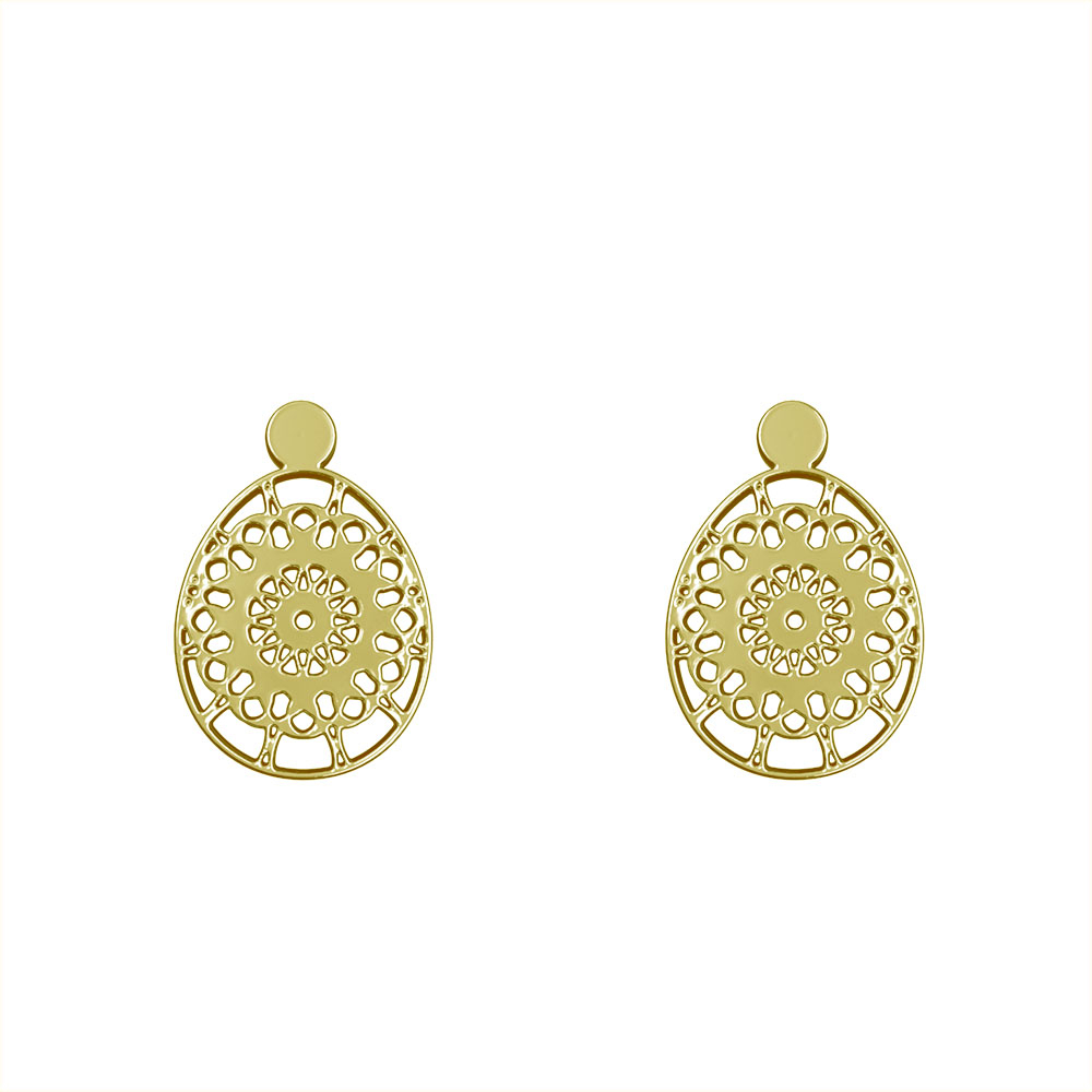 گوشواره طلا 18 عیار زنانه مدوپد مدل هندسی کد GA1-13690