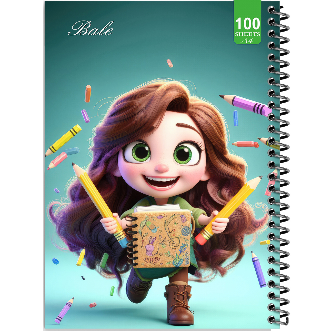 دفتر نقاشی 100 برگ بله طرح فانتزی دخترانه کد A4-N51