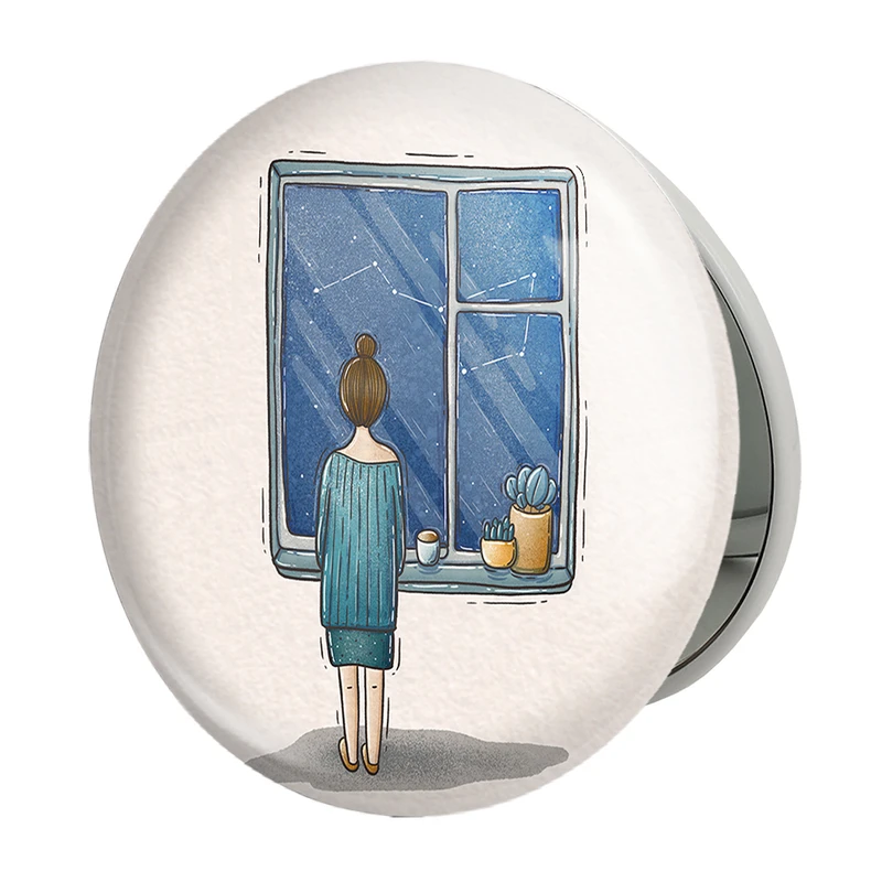 آینه جیبی خندالو طرح دختر مدل تاشو کد 5546 