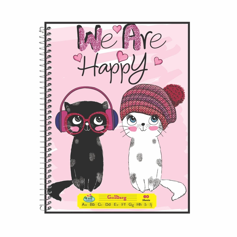 دفتر زبان 60 برگ گلبرگ طرح گربه ملوس کد 60542