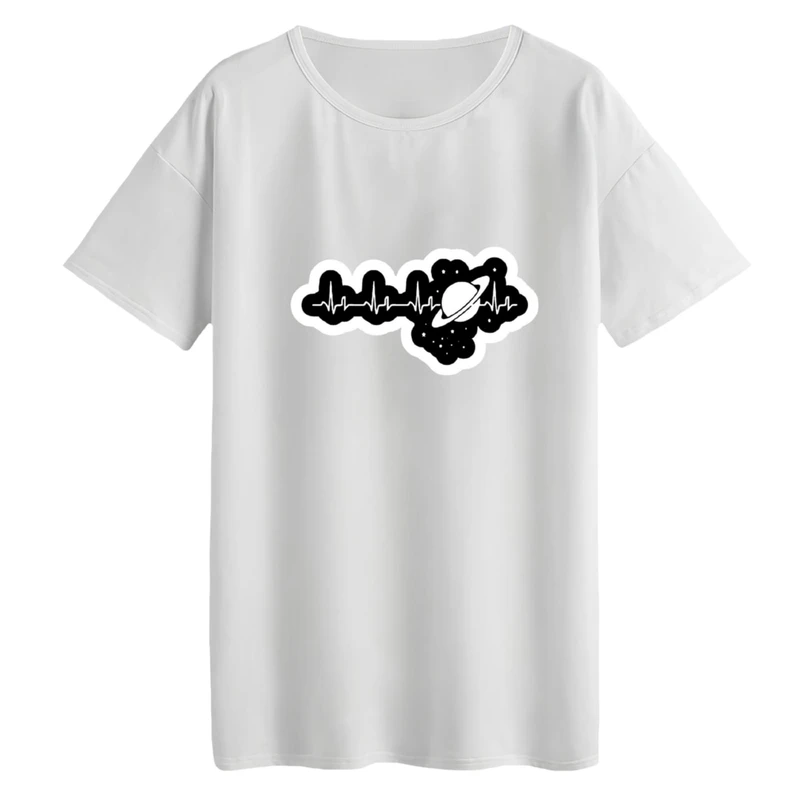 تی‌شرت لانگ آستین کوتاه زنانه مدل ضربان قلب کد 01