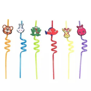 نی نوشیدنی طرح حیوانات بسته ۶ عددی