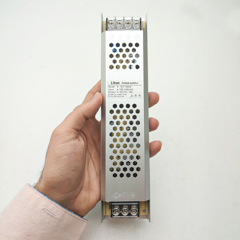 منبع تغذیه 12 ولت 15 آمپر لیتون مدل 12V-180W اسلیم