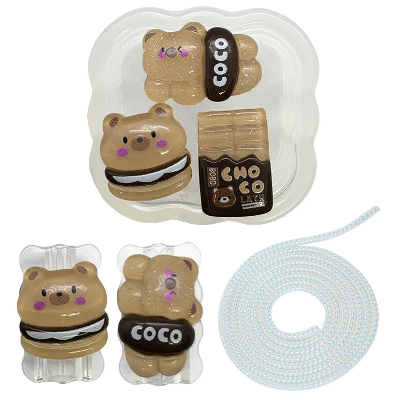 محافظ کابل مدل Chocolate Bear به همراه محافظ شارژ دیواری مجموعه 4 عددی