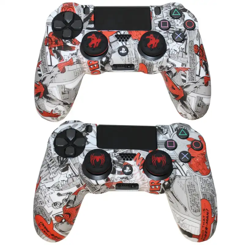 محافظ دسته پلی استیشن 4 مدل spider plus به همراه روکش آنالوگ مجموعه دو عددی