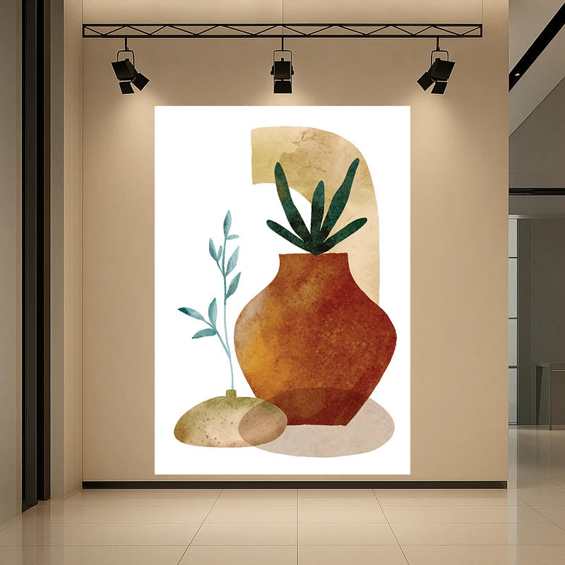 تابلو بوم طرح مخمل گلدان مدل مینیمال کد AR3059645