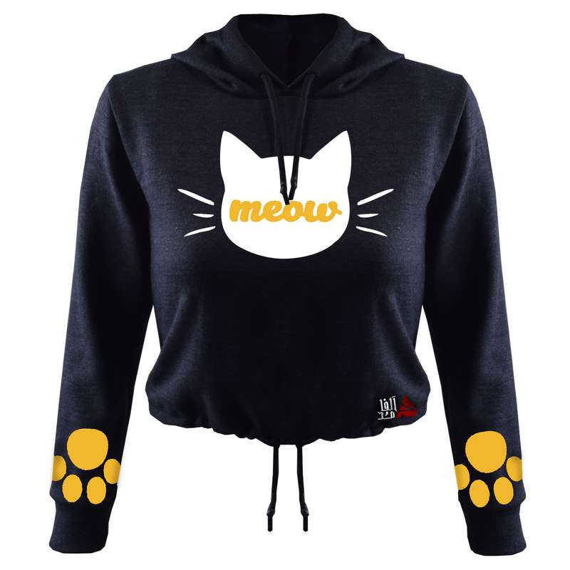 هودی زنانه مدل گربه کد T14 رنگ سرمه ای