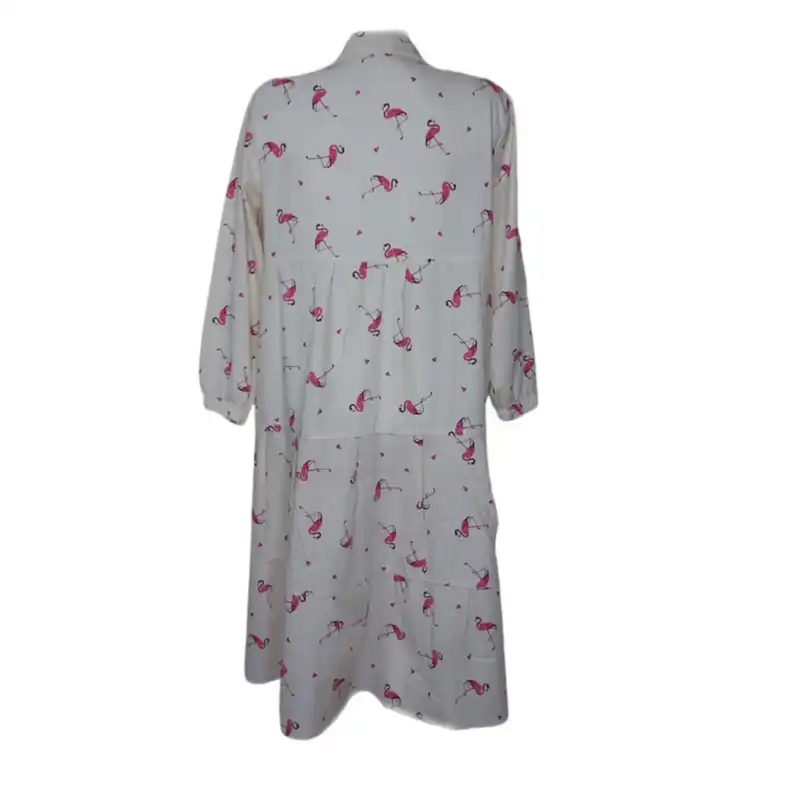 پیراهن زنانه مدل لینن طرح فلامینگو