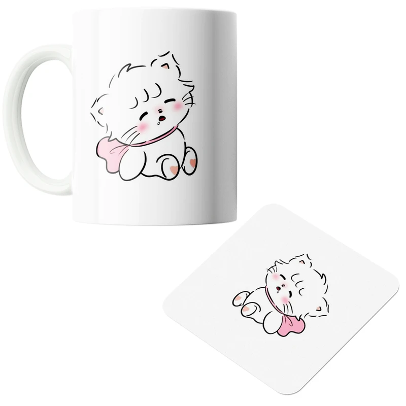 ماگ پاد آفرین مدل فانتزی کد ۷۵ همراه با زیرلیوانی