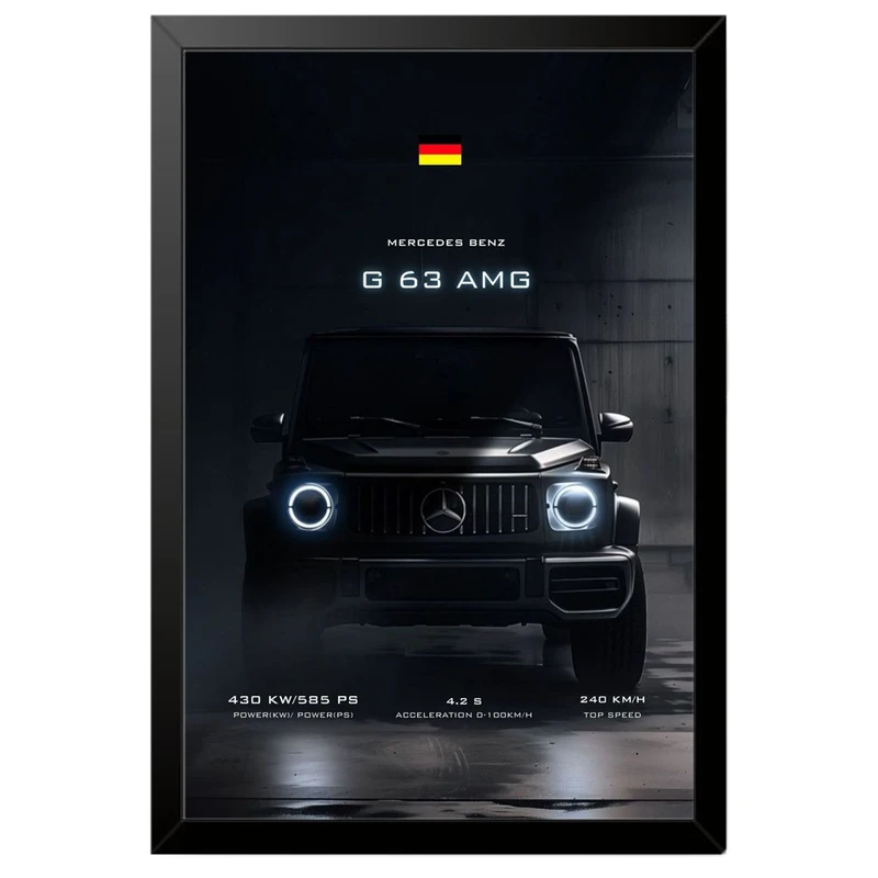 تابلو بکلیت طرح ماشین و خودرو مرسدس بنز Mercedes-Benz G-Class G63 AMG مدل B-po1923 فریم مشکی