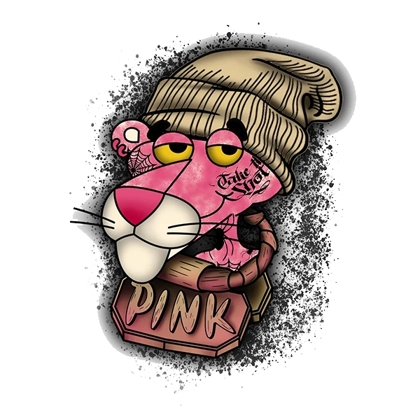 استیکر پارچه و لباس پاد آفرین طرح پلنگ صورتی کد 3552