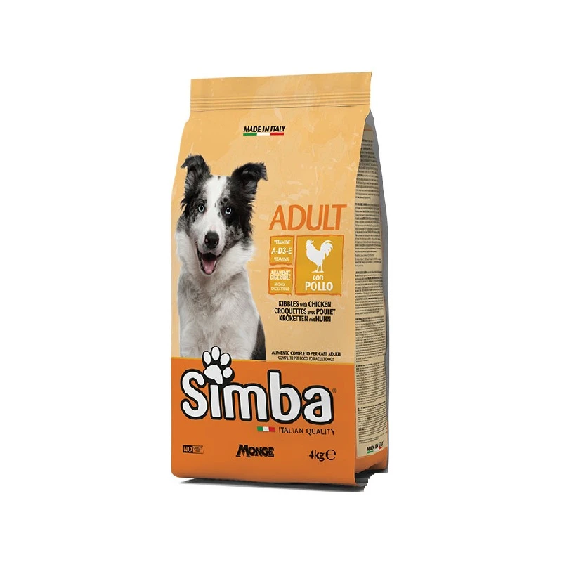 غذای خشک سگ بالغ مونژ مدل سیمبا Simba Adult Dog kibbles با طعم مرغ وزن 4 کیلوگرم