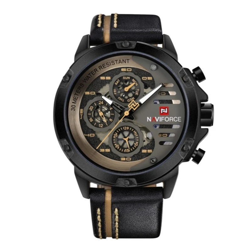 ساعت مچی عقربه‌ای کوارتز مردانه نیوی فورس مدل سه موتوره کرنوگراف کد NF9110