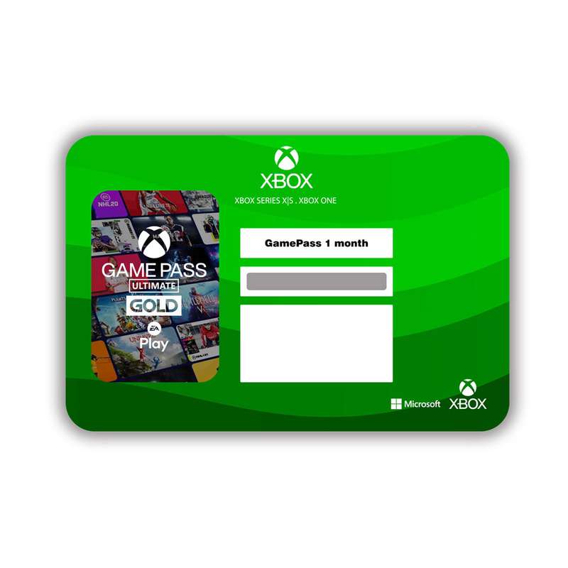 گیفت کارت بدون اعتبار اولیه گیم پس ایکس باکس مدل xbox game pass 1M